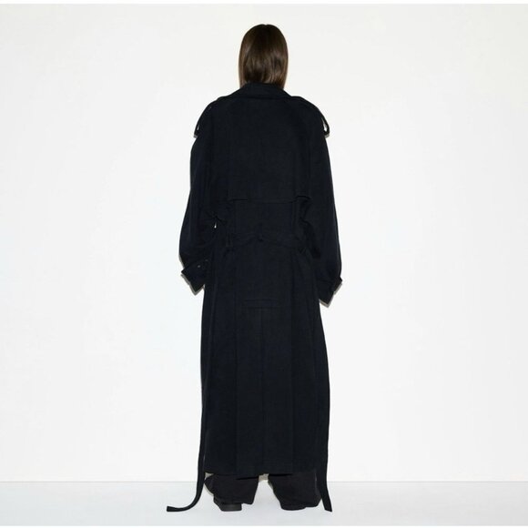 NWT Skims Boyfriend Fleece Oversized Trench Coat Size Small Washed Black Onyx - Picture 2 of 8